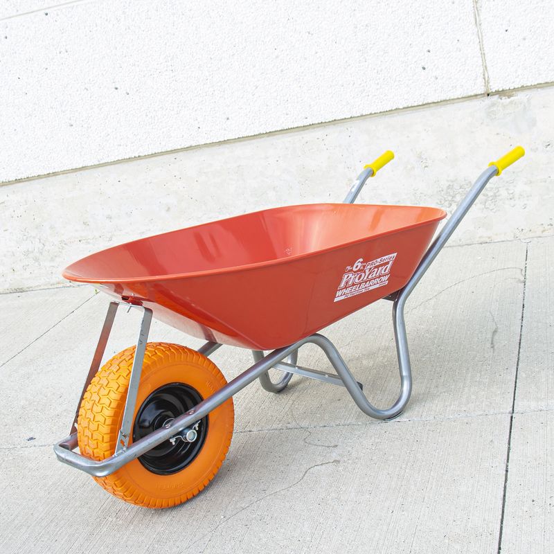 Pro-Series Wheelbarrow 6 cu.ft Steel Tray Flat Free Wide Track Tire