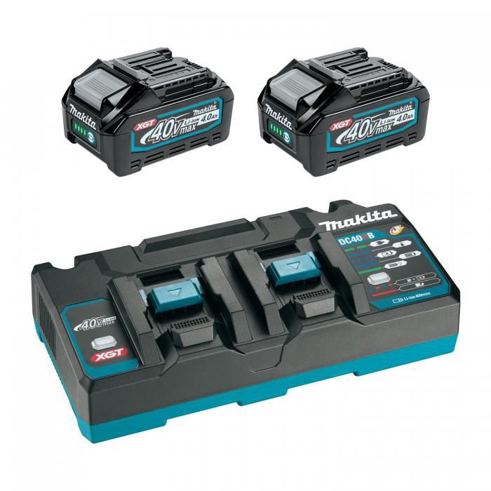 40Vmax XGT Dual Port Rapid Charger Starter Kit, 4.0Ah x2