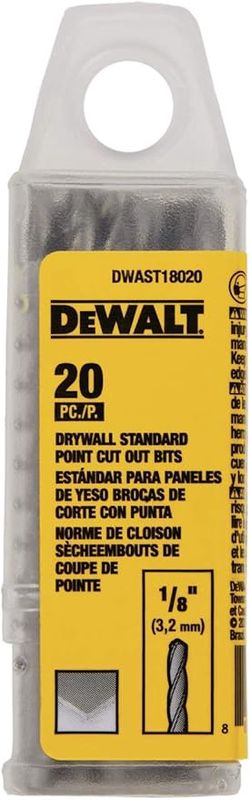 DEWALT DWAST18020 1/8IN DRYWALL STANDARD CUT OUT BIT 20 Pack