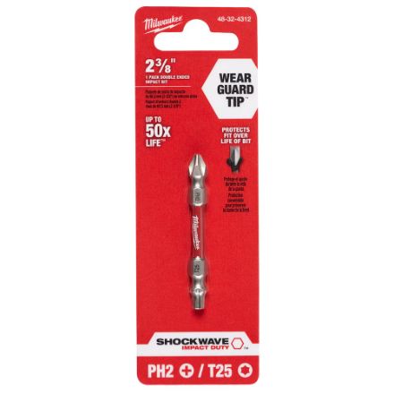 Milwaukee Tool SHOCKWAVE PH2/T25 Impact Double Ended Bit