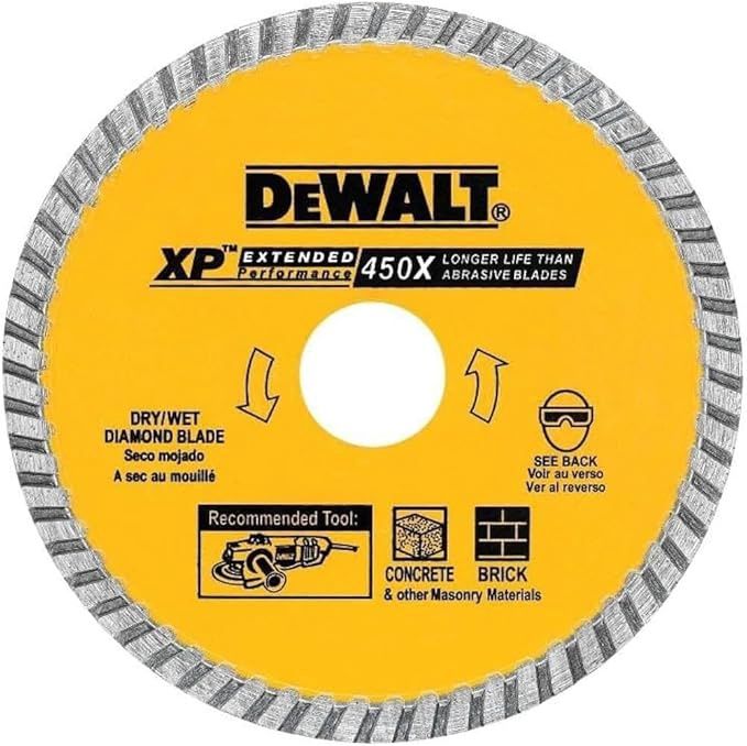 Dewalt DW4702 Industrial 7-Inch Dry or Wet Cutting Continuous Rim Diamond Saw Blade with 5/8-Inch and Diamond Knockout Arbor