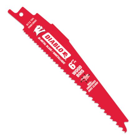 Diablo 6-inch 6/12 TPI Bi-Metal Reciprocating Saw Blade for Nail Embedded Wood Cutting