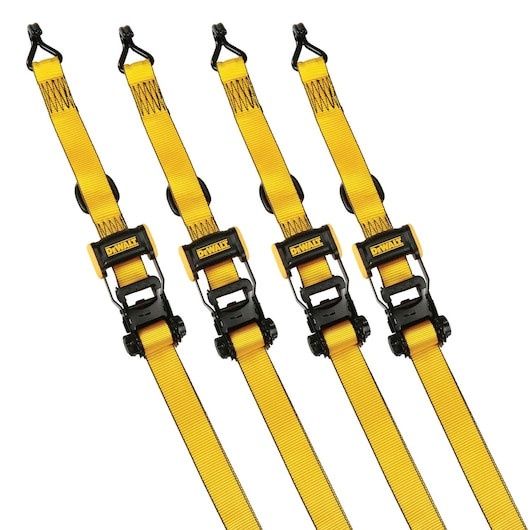 DEWALT 1.5in x 16ft Medium Duty Ratchet Tie Down Straps 3300lb Break Strength 4 Pieces