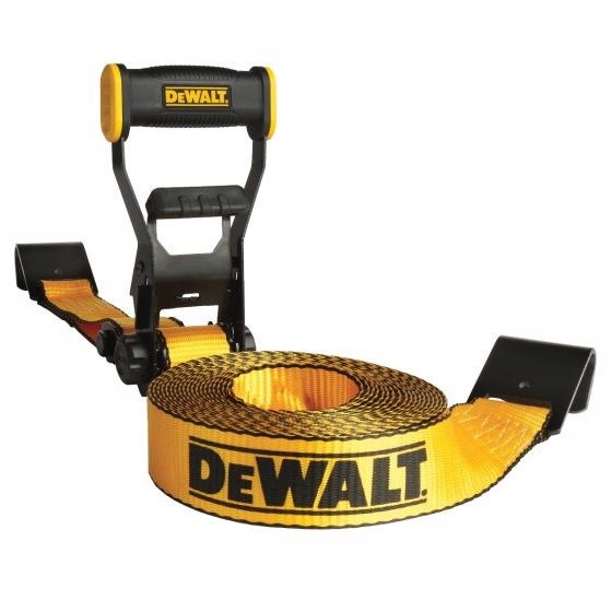 DEWALT 2in x 27ft Heavy-Duty Ratchet Tie-Down Strap With Flat Hooks 10000lb Break Strength