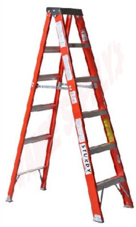 Sturdy Ladder 6' Fiberglass Stepladder, Type 1A, 300 lbs Rated