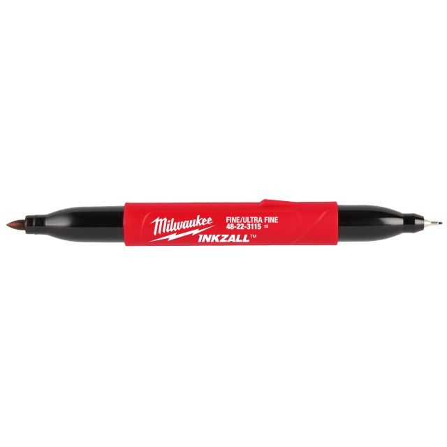 Milwaukee INKZALL Double Sided Black Jobsite Marker - Ultra Fine And Fine Point