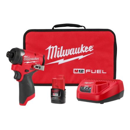 Milwaukee 3453-21 M12 FUEL 12V Li-Ion Brushless 1/4 in. Hex Impact Driver Compact Kit w/ (1) 2.0Ah Battery and Charger