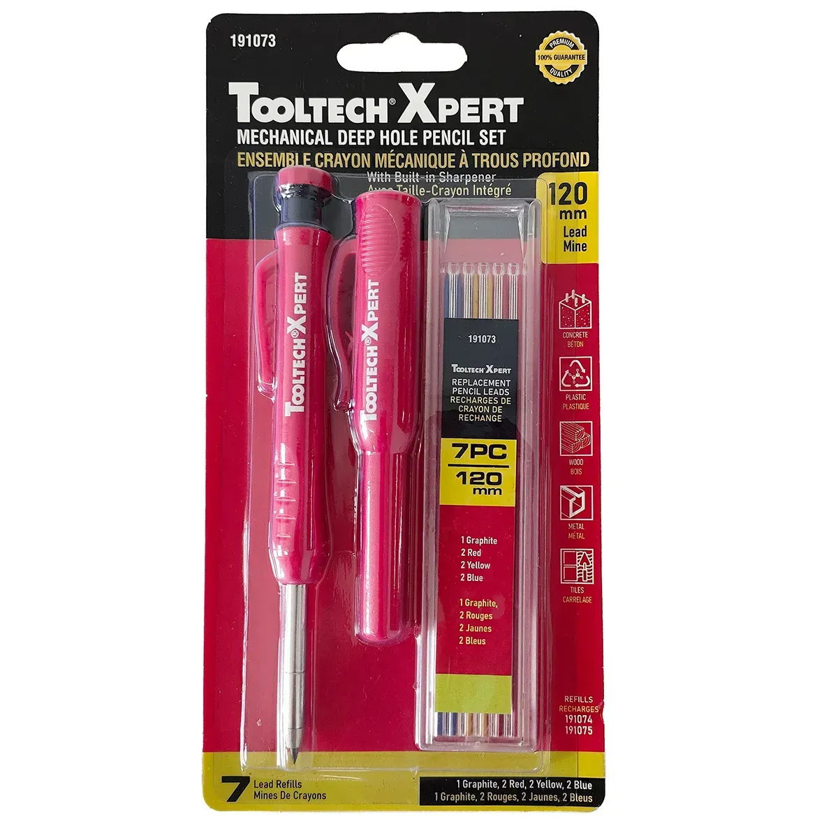 Toolway 191073 8PC Mechanical Deep Hole Pencil Set 6in (152mm) with 7-Leads