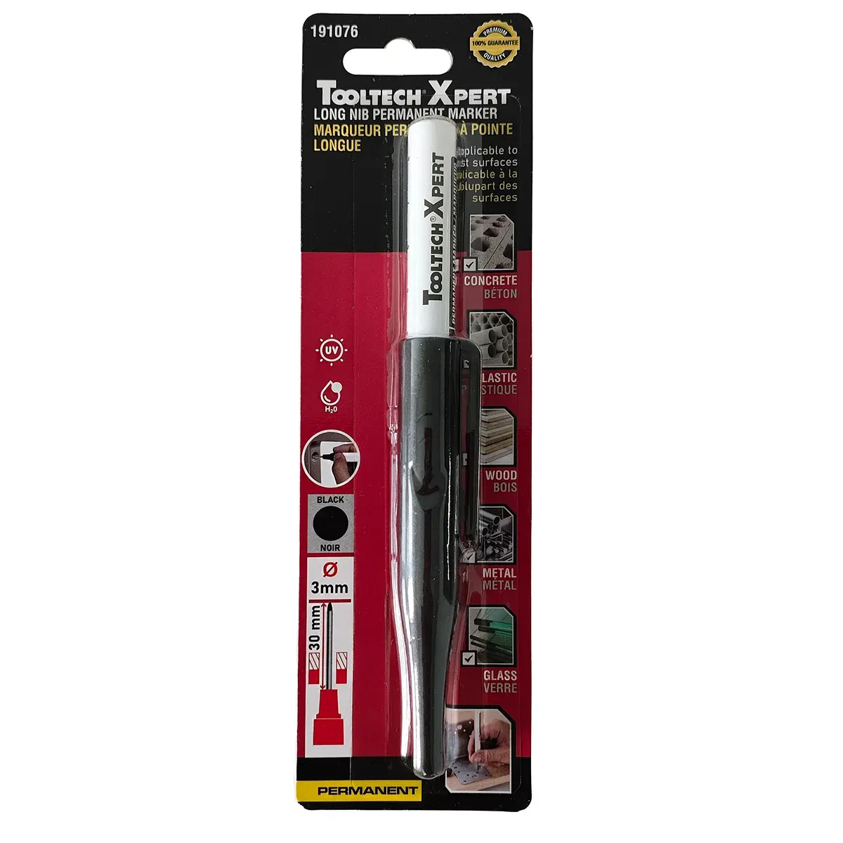 Toolway 191076 Long Nib Permanent Marker Black