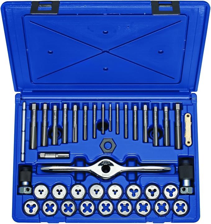 HANSON 40-Piece Metric Plug Tap and 1" Hex Die Set