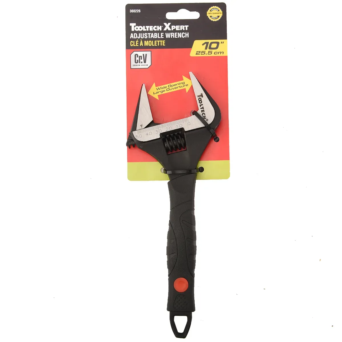 Toolway 360226 Super-Wide Opening Adjustable Wrench 10in Cr-V