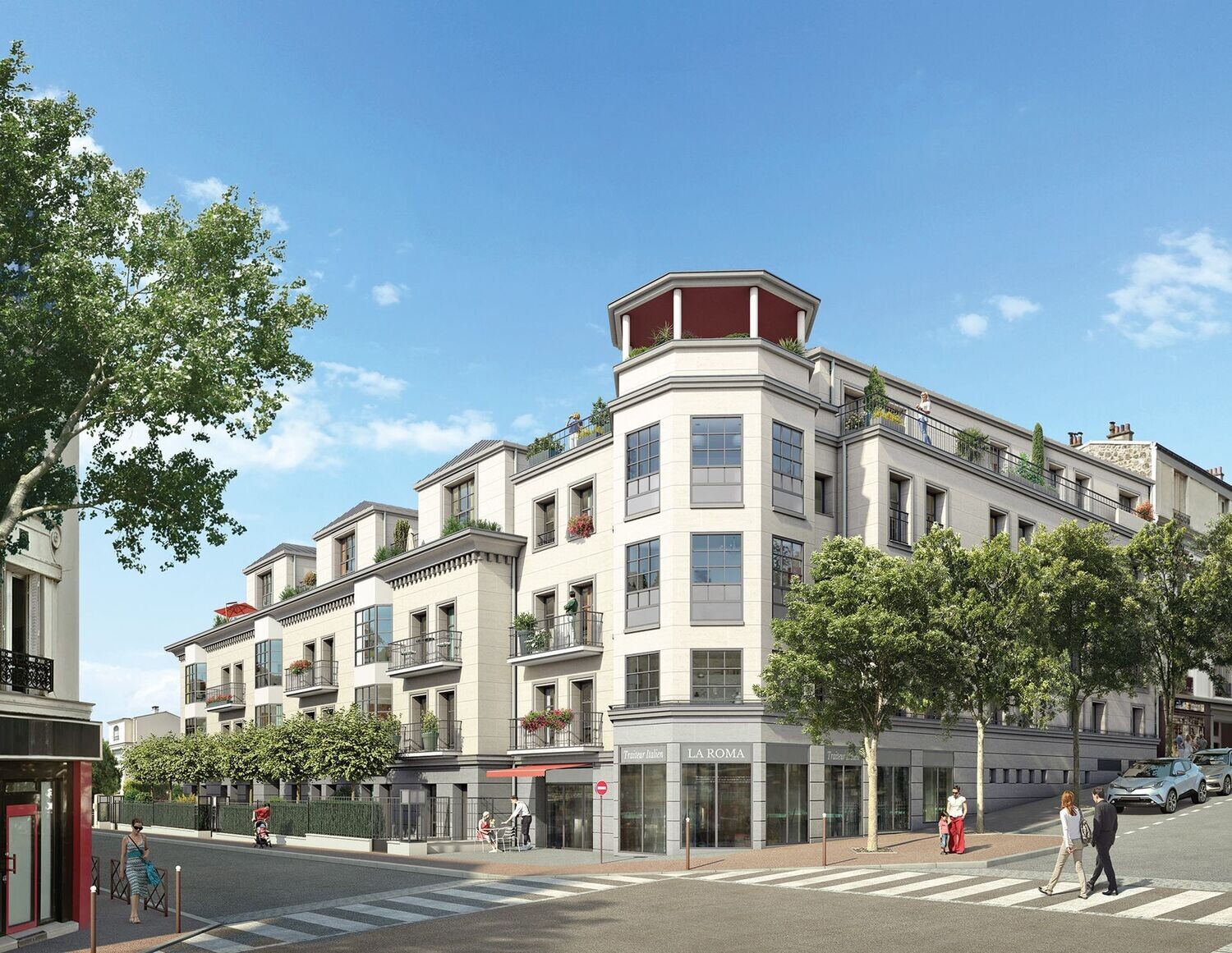 Angle d'un grand bâtiment sur plusieurs étages 