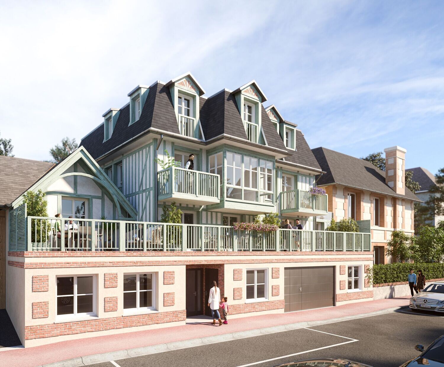 Illustration 3D d'un bâtiment surélevée