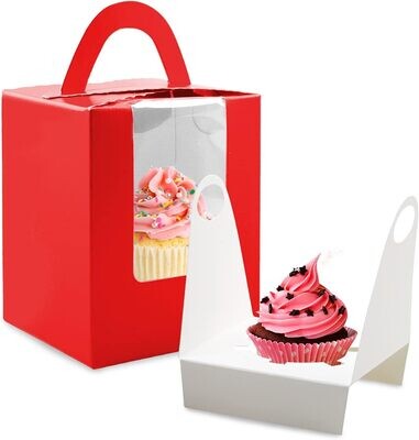 3.7&quot;×3.7&quot;×4.3&quot; Red Single Cavity Cupcake Box