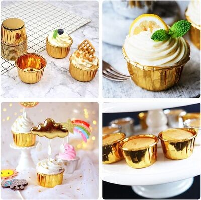 Gold 3.5 oz Disposable Cupcake Cups, 50