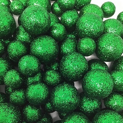 Green Glitter Ball Cake Topper set, 4