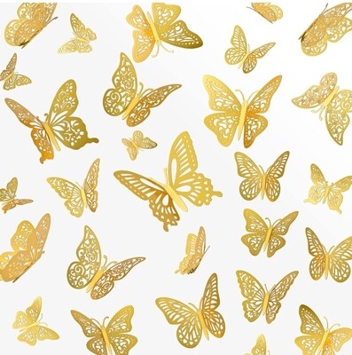 Assorted Gold Butterfly Cut-outs, 12