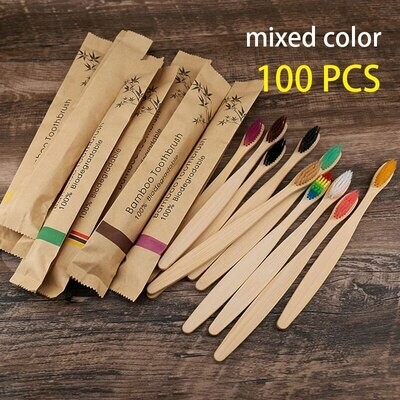 10/20/30/50/100pcs Bamboo Toothbrushes Colorful Toothbrush Resuable Portable Adult Wooden Soft Tooth Brush For Home Travel Hotel