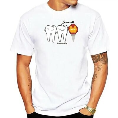 Men Show-off Tooth T-Shirts Dental Implant Dentist Dentistry Tees Round Neck Short Sleeve Tops 100% Cotton T Shirt Plus Size