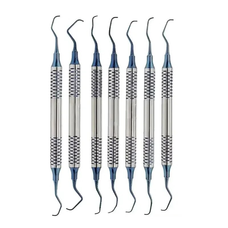 7Pcs Dental Tooth Cleaning Scaler Manual Use Professional Gracey Curette Periodontal Bone Curettes Perio Dental Instrument Tool