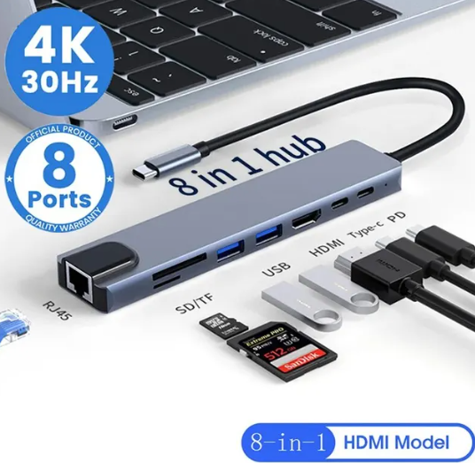 Type C hub 8 in 1 4K HDMI tunderbolt