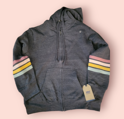 Striped sleeve full zip hoody