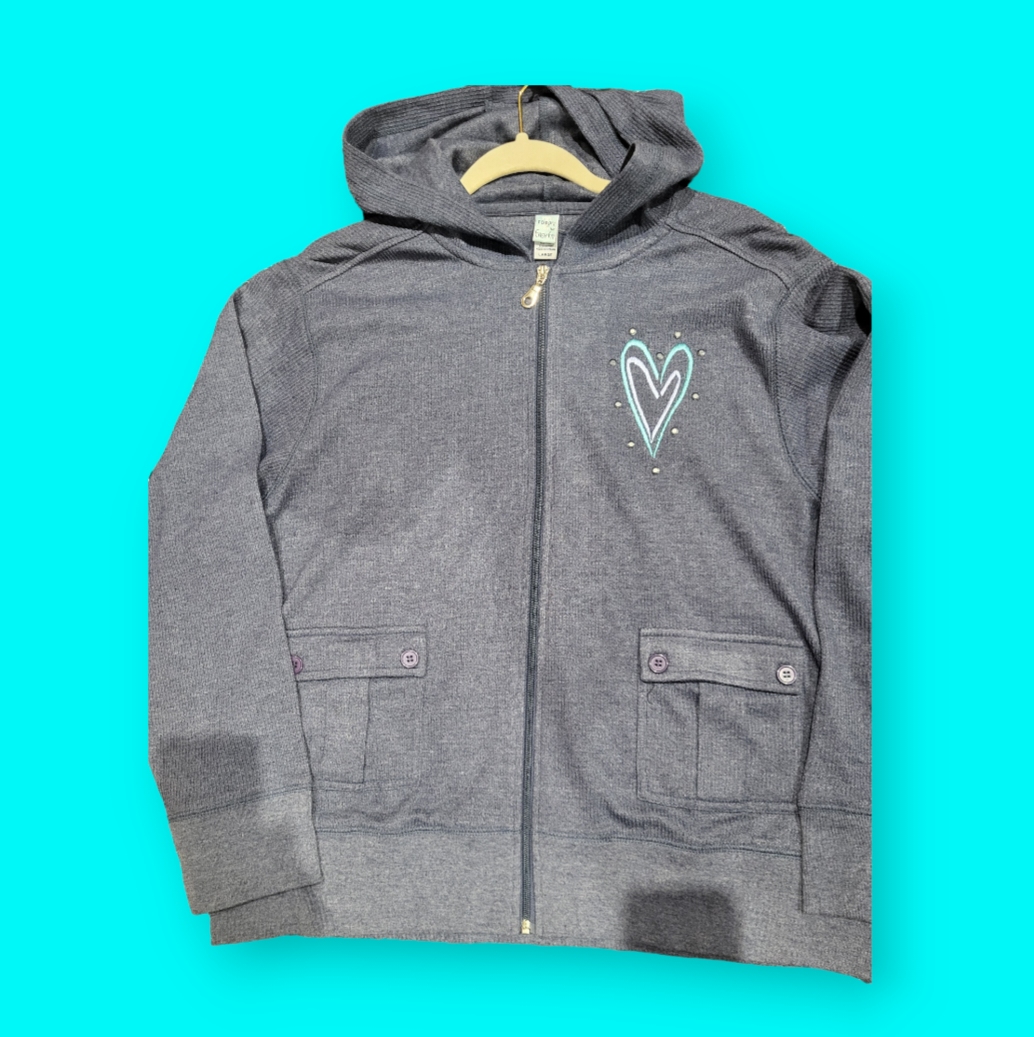 Ribbed denim color hoody