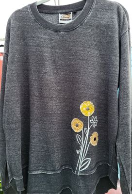 Gold fringe flower sweatshirt