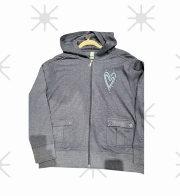 Ribbed denim color hoody