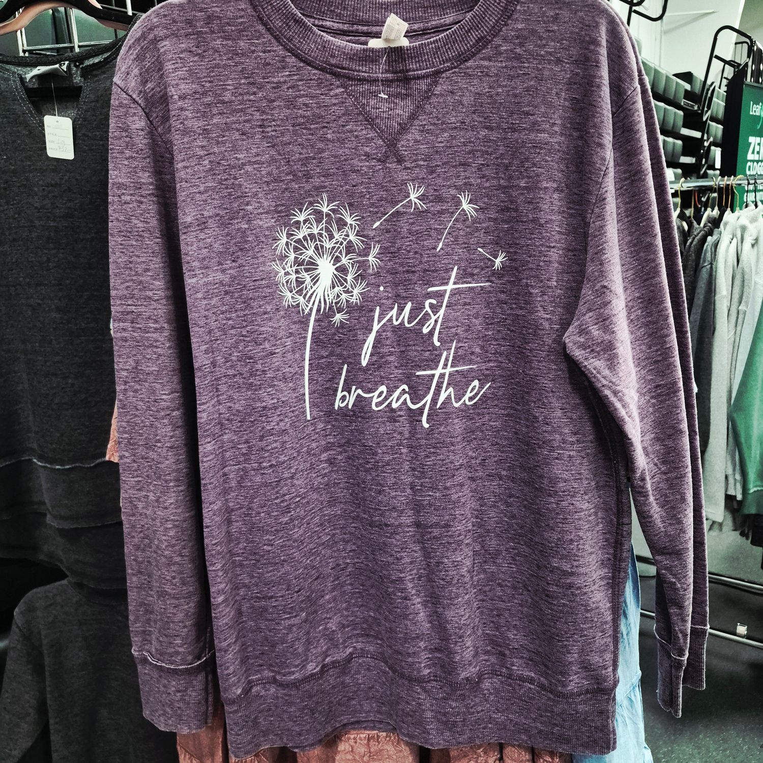 Just Breathe weathered crewneck