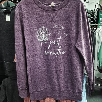 Just Breathe weathered crewneck