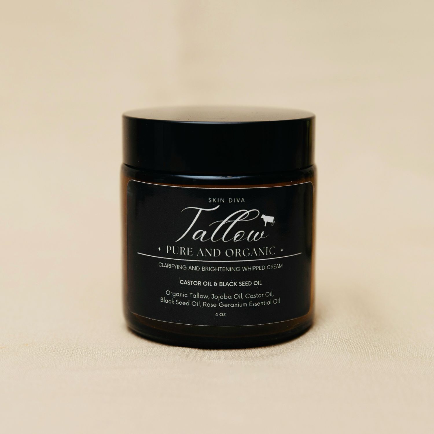 Skin Diva Tallow With Castor Oil, Black Seed Oil And Rose Geranium
