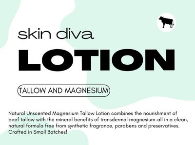 Skin Diva Tallow Magnesium Lotion -Unscented