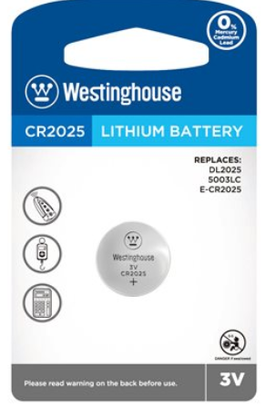 Piles bouton au lithium CR2025 3.0V de Westinghouse