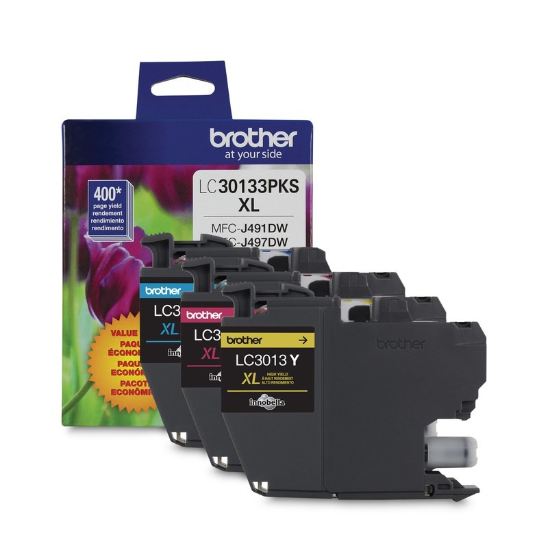 Ensemble de 3 cartouches d'encre couleur 400pages/cart. LC30133PKS de Brother