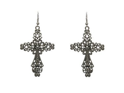 Gunmetal/Hematite Marcasite Cross Earrings