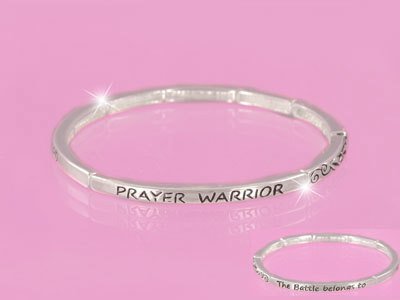 Silver Prayer Warrior Stackable Bracelet