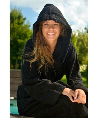 AR026 Hooded Bathrobe - Black