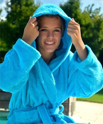 AR026 Hooded Bathrobe - Aqua Blue