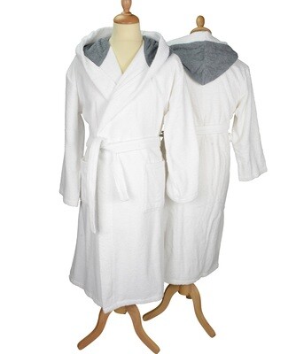 AR026 Hooded Bathrobe - White/Anthracite Gray