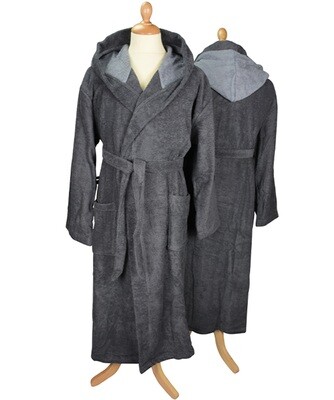 AR026 Hooded Bathrobe - Dark Gray/Anthracite Gray