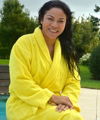 AR025 Bathrobe with Shawl Collar - Bright Yellow