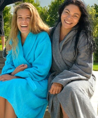 AR025 Bathrobe with Shawl Collar - Aqua Blue