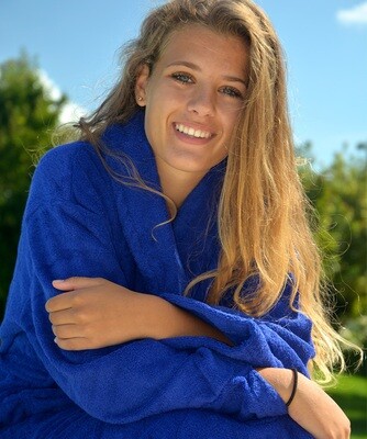 AR025 Bathrobe with Shawl Collar - True Blue