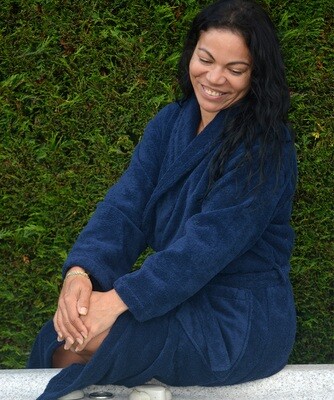AR025 Bathrobe with Shawl Collar - French Navy