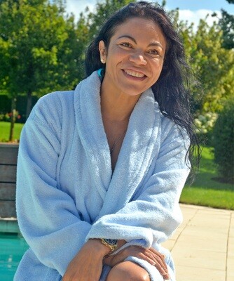 AR025 Bathrobe with Shawl Collar - Light Blue