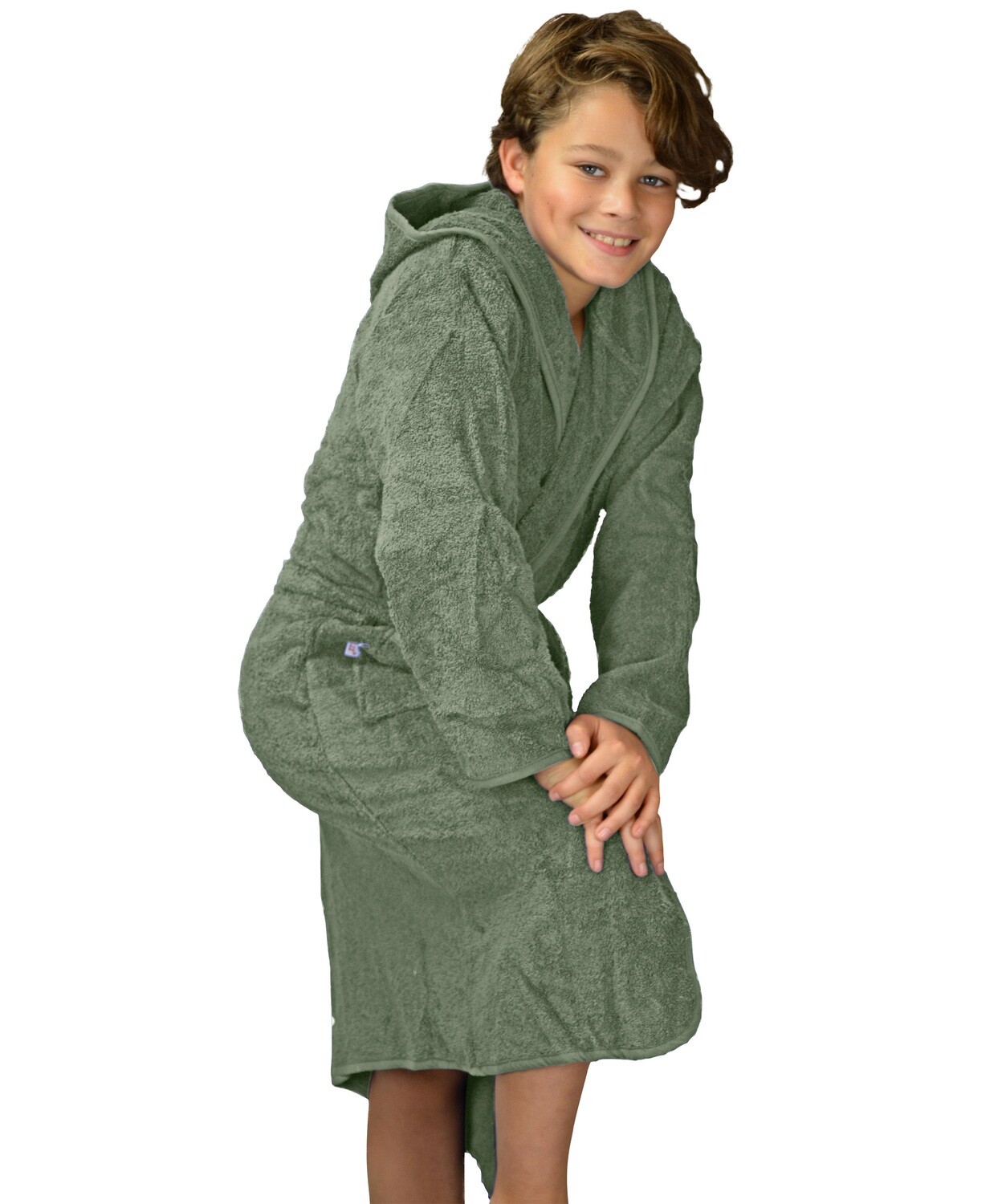 AR021 Boyzz &amp; Girlzz Kid&#39;s Hooded Bathrobe - Army Green