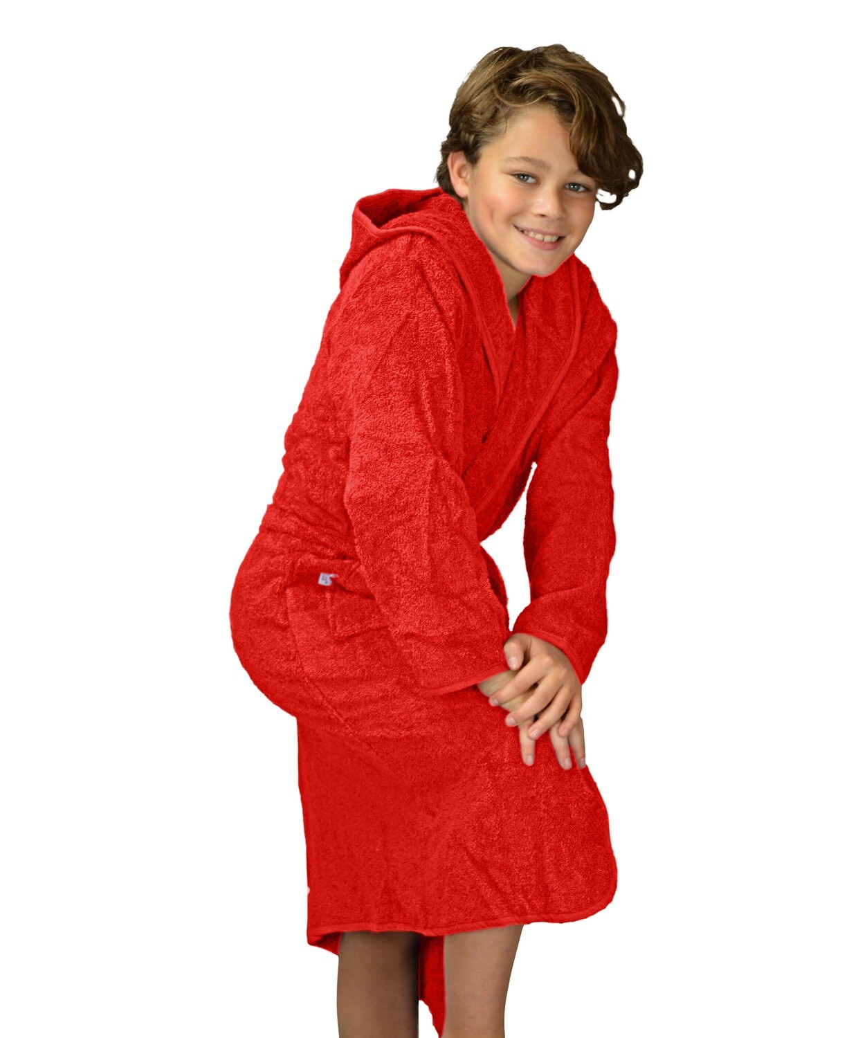 AR021 Boyzz &amp; Girlzz Kid&#39;s Hooded Bathrobe - Fire Red