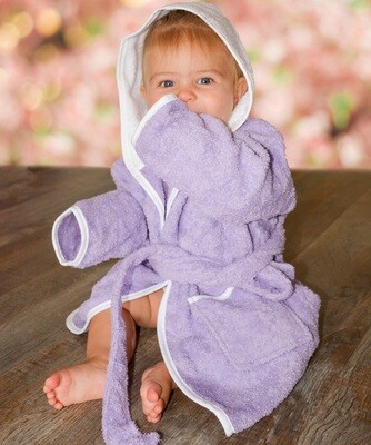 AR022 Babiezz Baby Badjas met Capuchon - Licht Paars/Wit - Light Purple/White