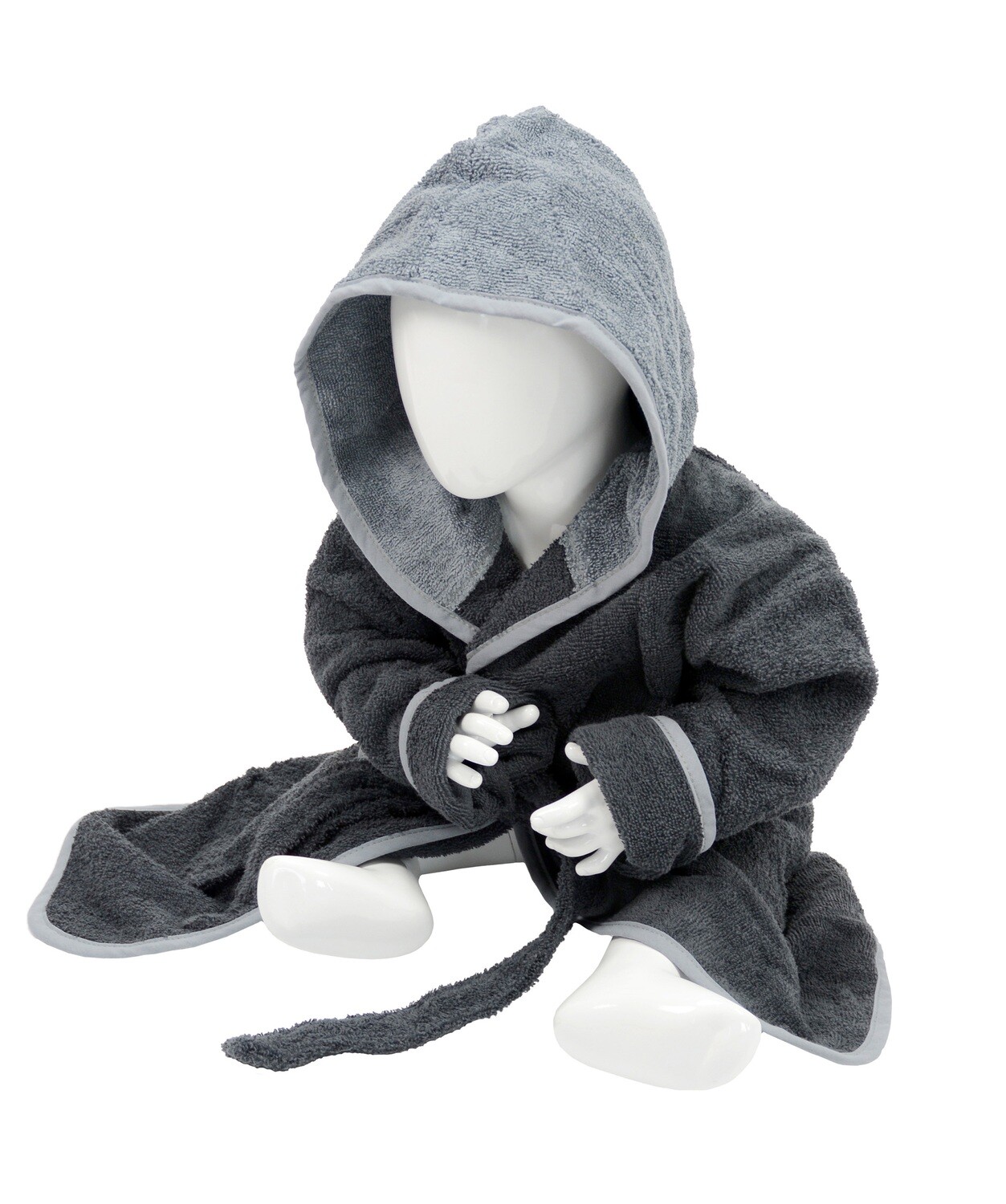 AR022 Babiezz Baby Badjas met Capuchon - Donkergrijs/Antracietgrijs - Graphite/Antrhacite Grey